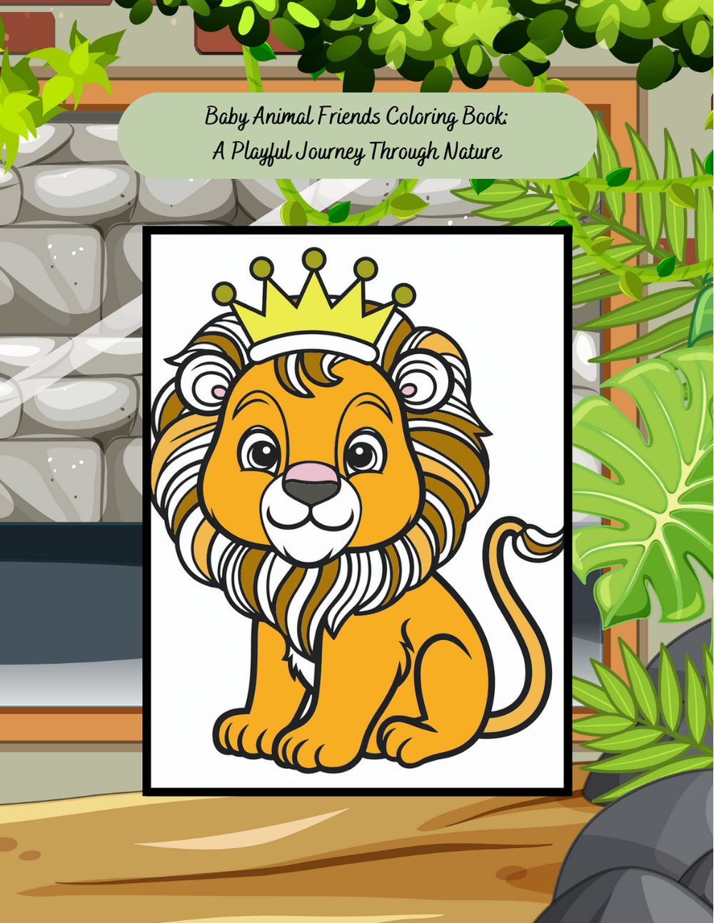 Cute baby animal coloring book with friendly woodland creatures