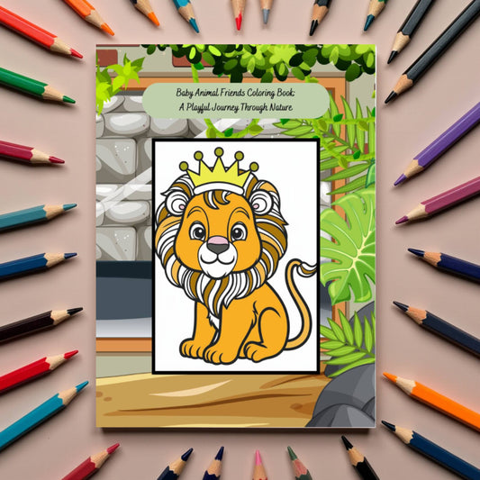 Cute baby animal coloring book with friendly woodland creatures