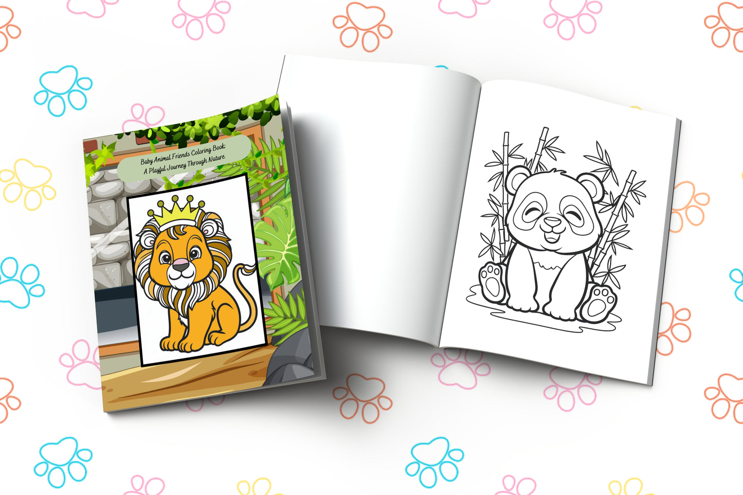 Cute baby animal coloring book with friendly woodland creatures