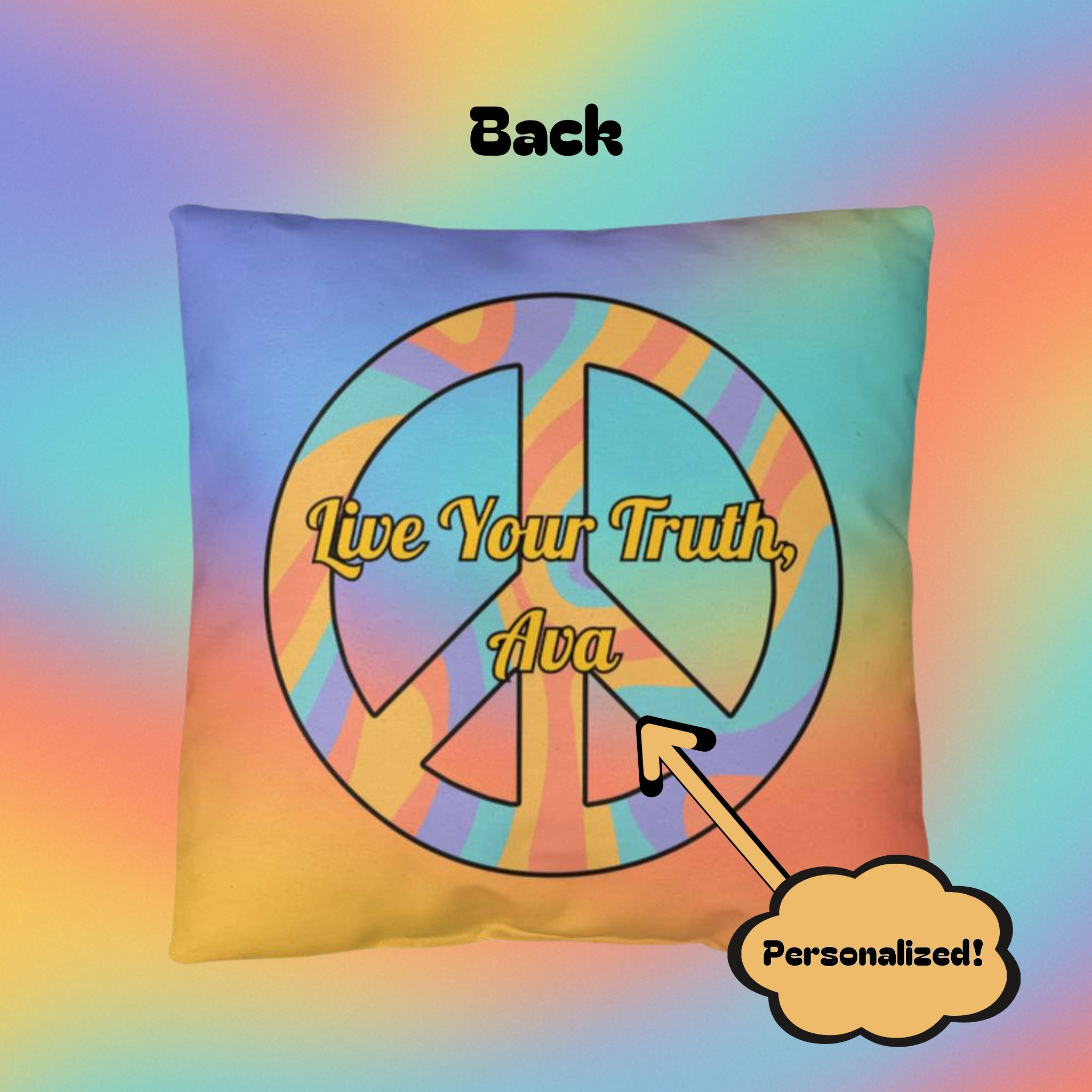 Soul Shine Over Sunshine indoor/outdoor pillow, retro comfort and colorful affirmation - MySisterIsASurvivor