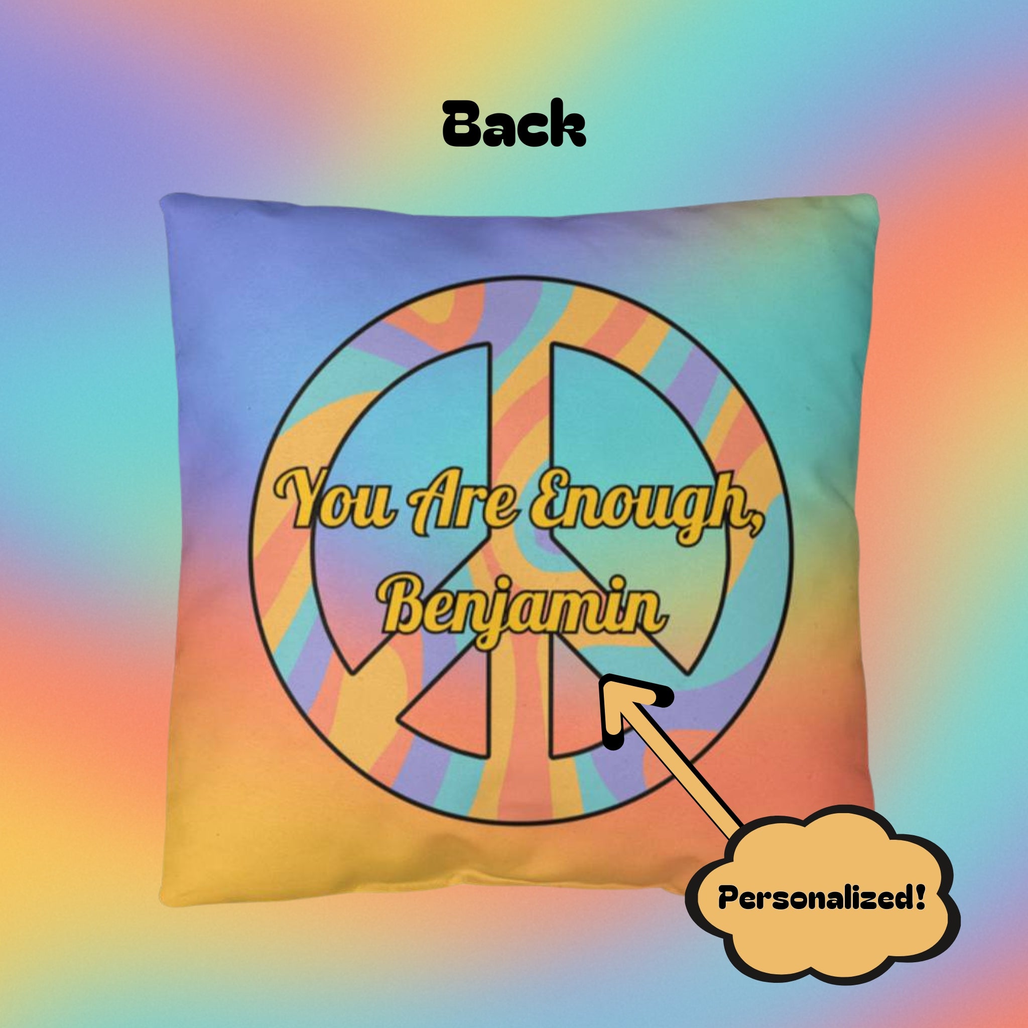 No Bad Trips - Just Growth personalized indoor/outdoor pillow, psychedelic healing & support - MySisterIsASurvivor