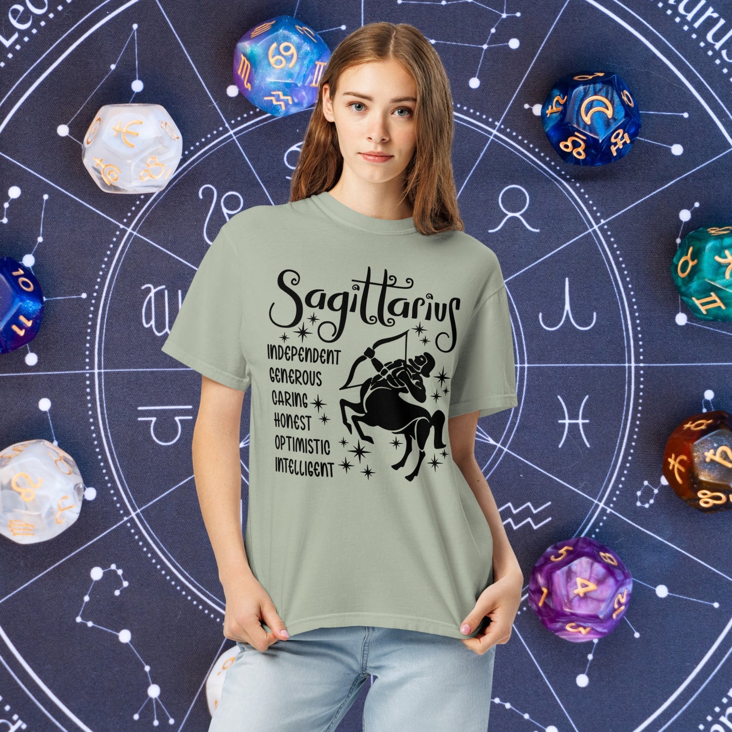 Sagittarius Zodiac Comfort Colors Tee - Adventurous and free-spirited Sagittarius shirt, a great gift for astrology lovers and emotional empowerment