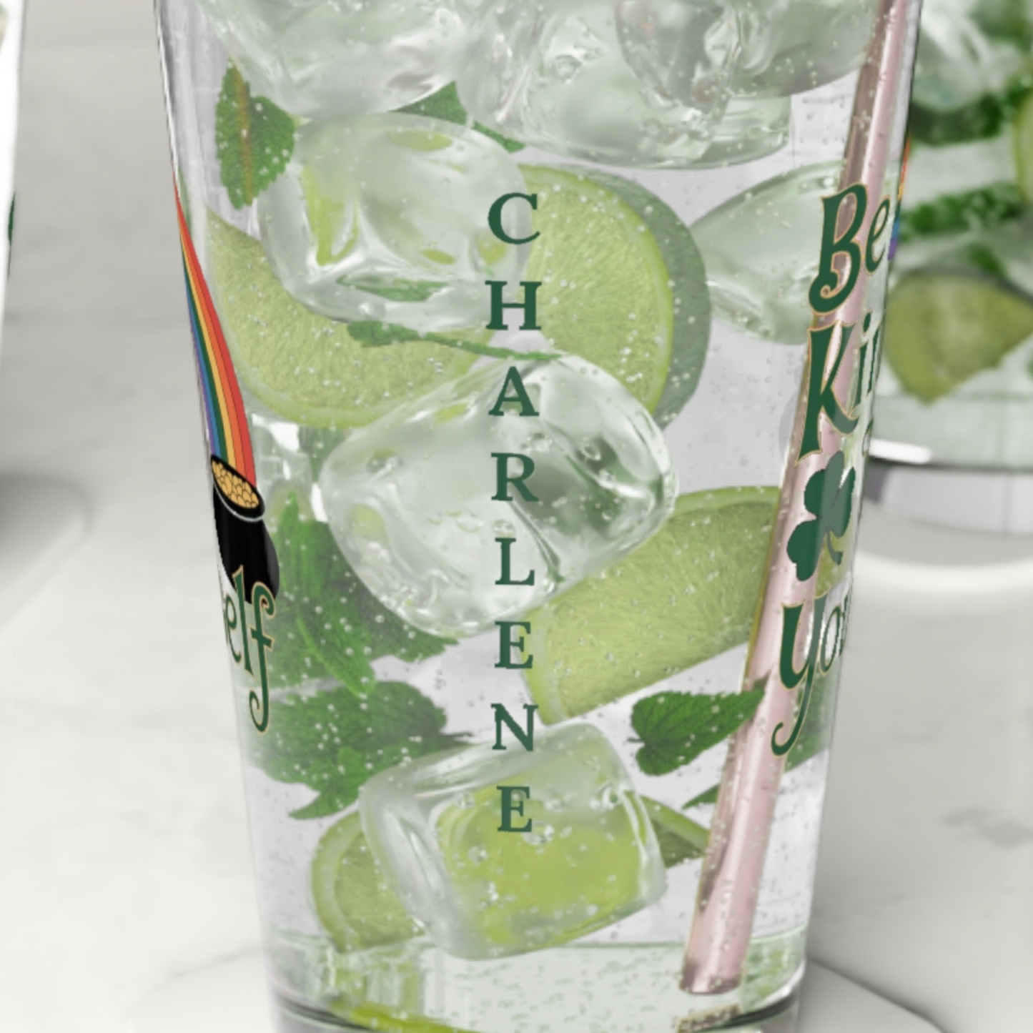 Be Kind To Yourself: Personalized St. Patrick's Day Pint Glass - Customizable Name for Happiness and Positivity