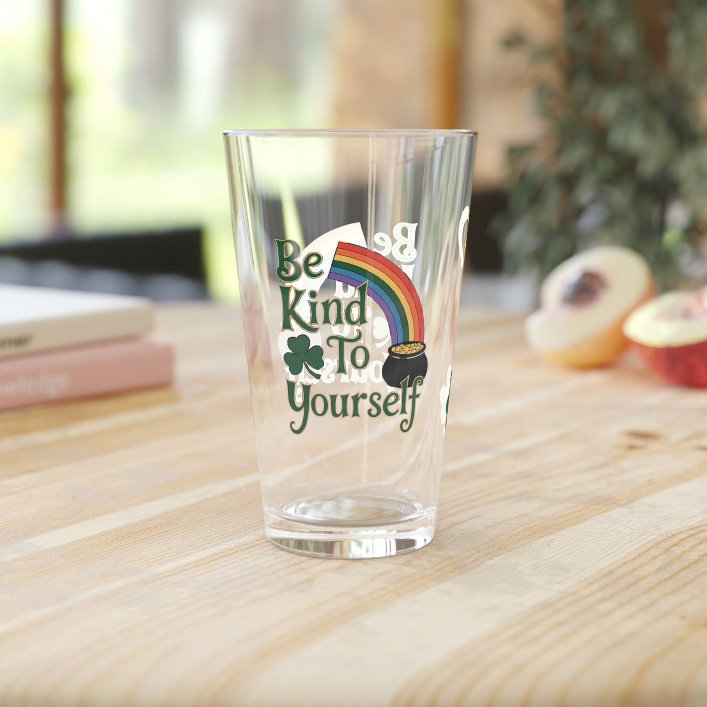 Be Kind To Yourself: Personalized St. Patrick's Day Pint Glass - Customizable Name for Happiness and Positivity