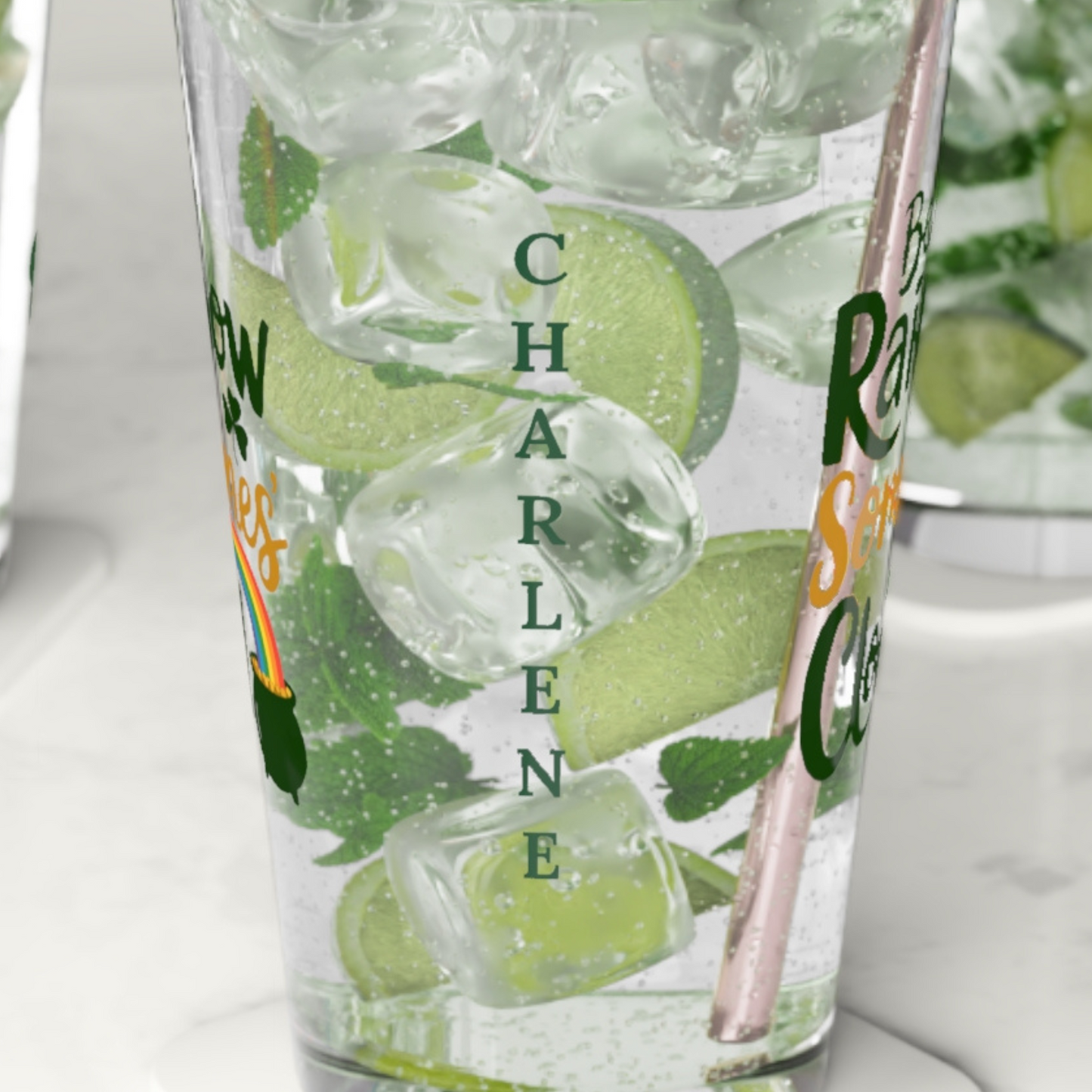 Be The Rainbow In Someones Cloud: Personalized St. Patrick's Day Pint Glass - Customizable Name for Happiness and Positivity