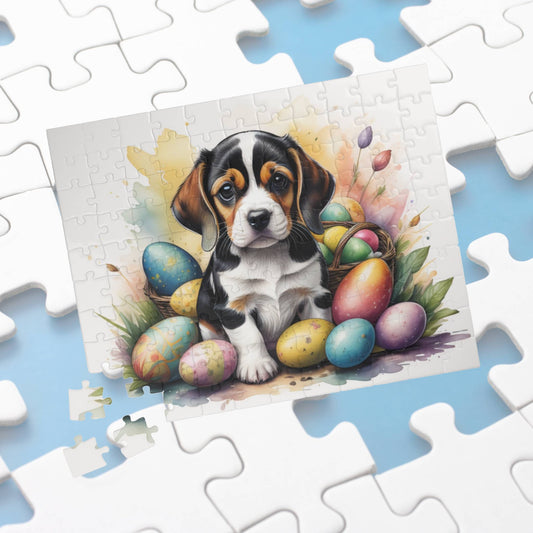 Beagle Easter Puppy Puzzle - Dog Lovers, Mental Health Benefits, Holiday Fun, Mindfulness, Stress Relief, Festive Gift