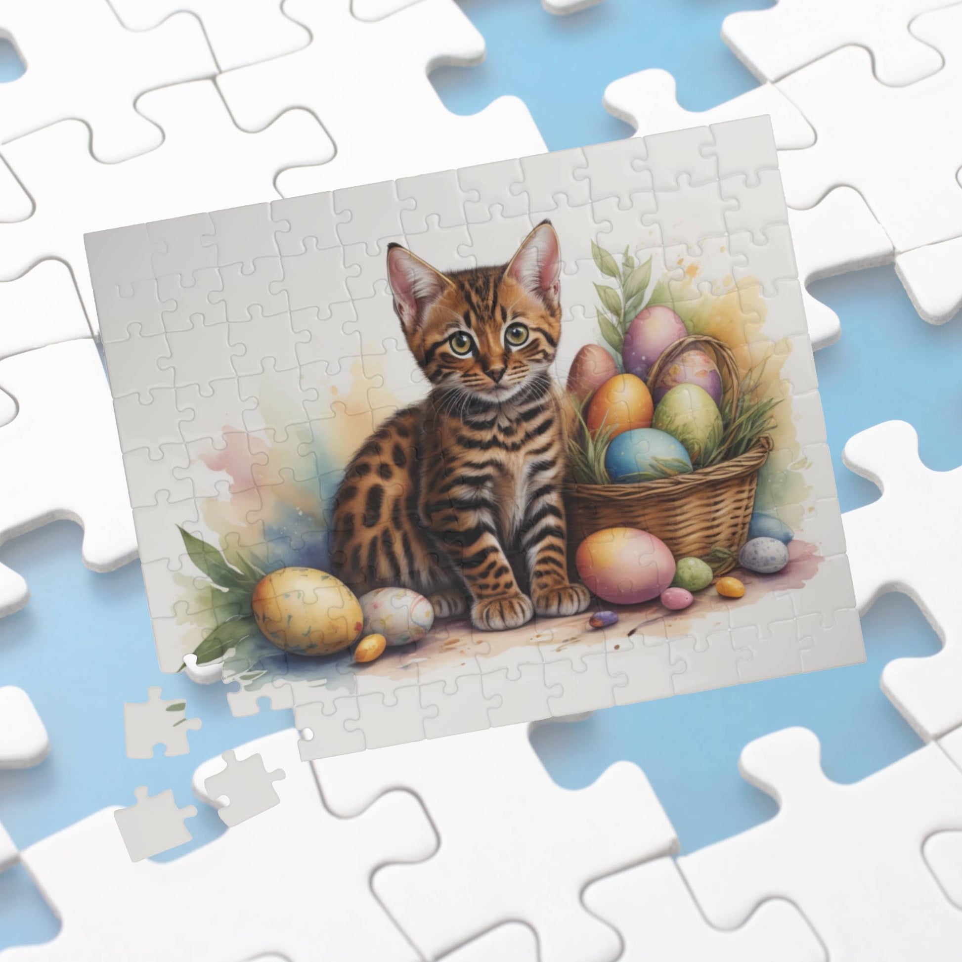Bengal Easter Kitten Puzzle - Cat Lovers, Mental Health Benefits, Holiday Fun, Mindfulness, Stress Relief, Festive Gift