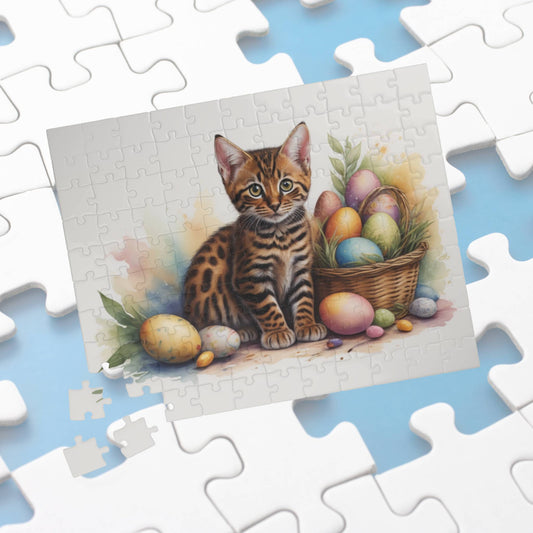 Bengal Easter Kitten Puzzle - Cat Lovers, Mental Health Benefits, Holiday Fun, Mindfulness, Stress Relief, Festive Gift