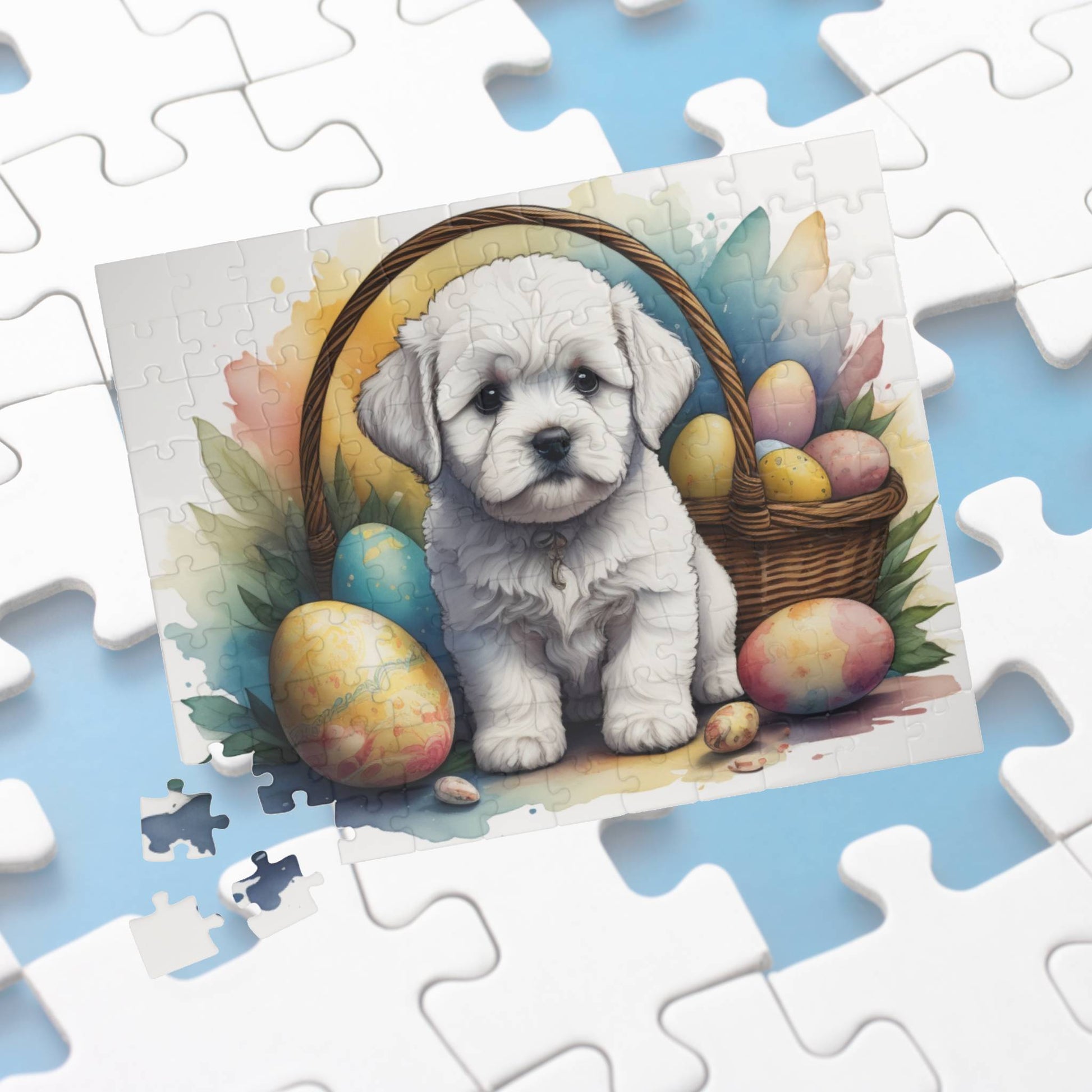 Bichon Frise Easter Puppy Puzzle - Dog Lovers, Mental Health Benefits, Holiday Fun, Mindfulness, Stress Relief, Festive Gift
