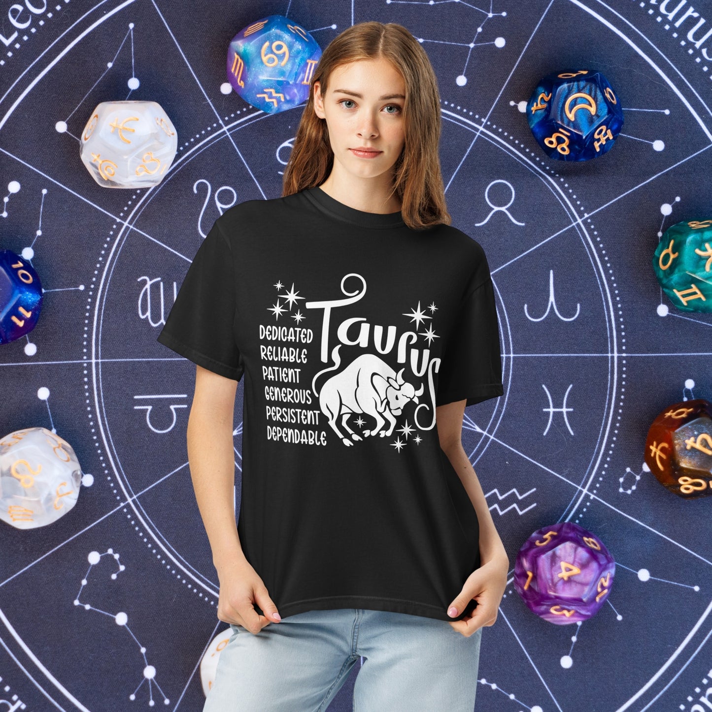 Taurus Zodiac Comfort Colors T-Shirt - Earthy and grounded Taurus astrology shirt, perfect for self-care and thoughtful gifting