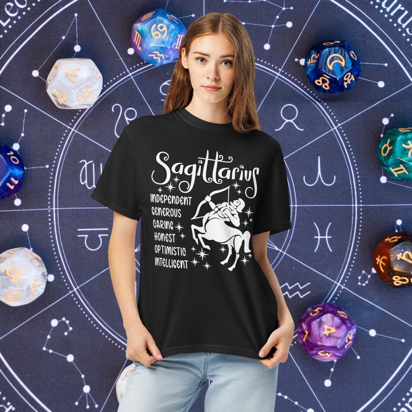 Sagittarius Zodiac Comfort Colors Tee - Adventurous and free-spirited Sagittarius shirt, a great gift for astrology lovers and emotional empowerment