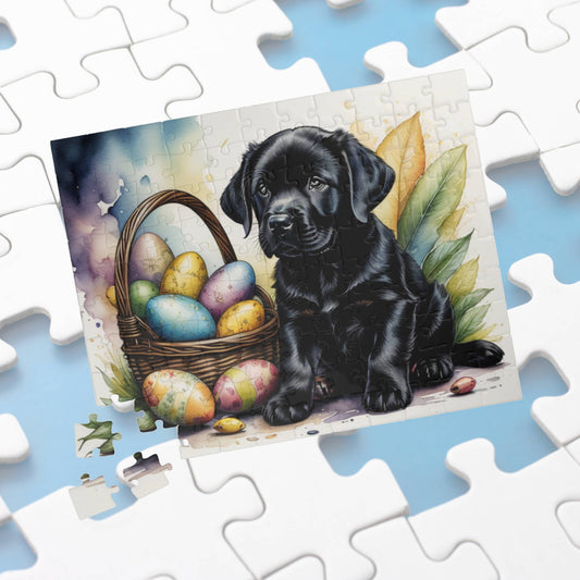 Black Labrador Easter Puppy Puzzle - Dog Lovers, Mental Health Benefits, Holiday Fun, Mindfulness, Stress Relief, Festive Gift