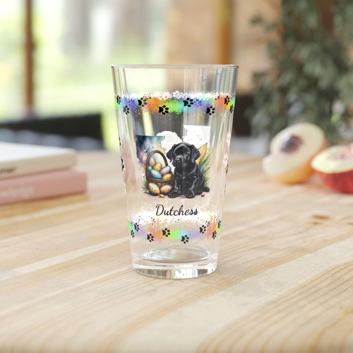 Black Labrador Personalized Easter Puppy 16oz Pint Glass - Custom Dog Design, Mental Health Gift, Easter Décor, and Festive Celebrations