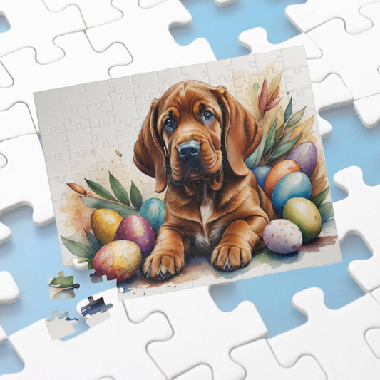 Bloodhound Easter Puppy Puzzle - Dog Lovers, Mental Health Benefits, Holiday Fun, Mindfulness, Stress Relief, Festive Gift
