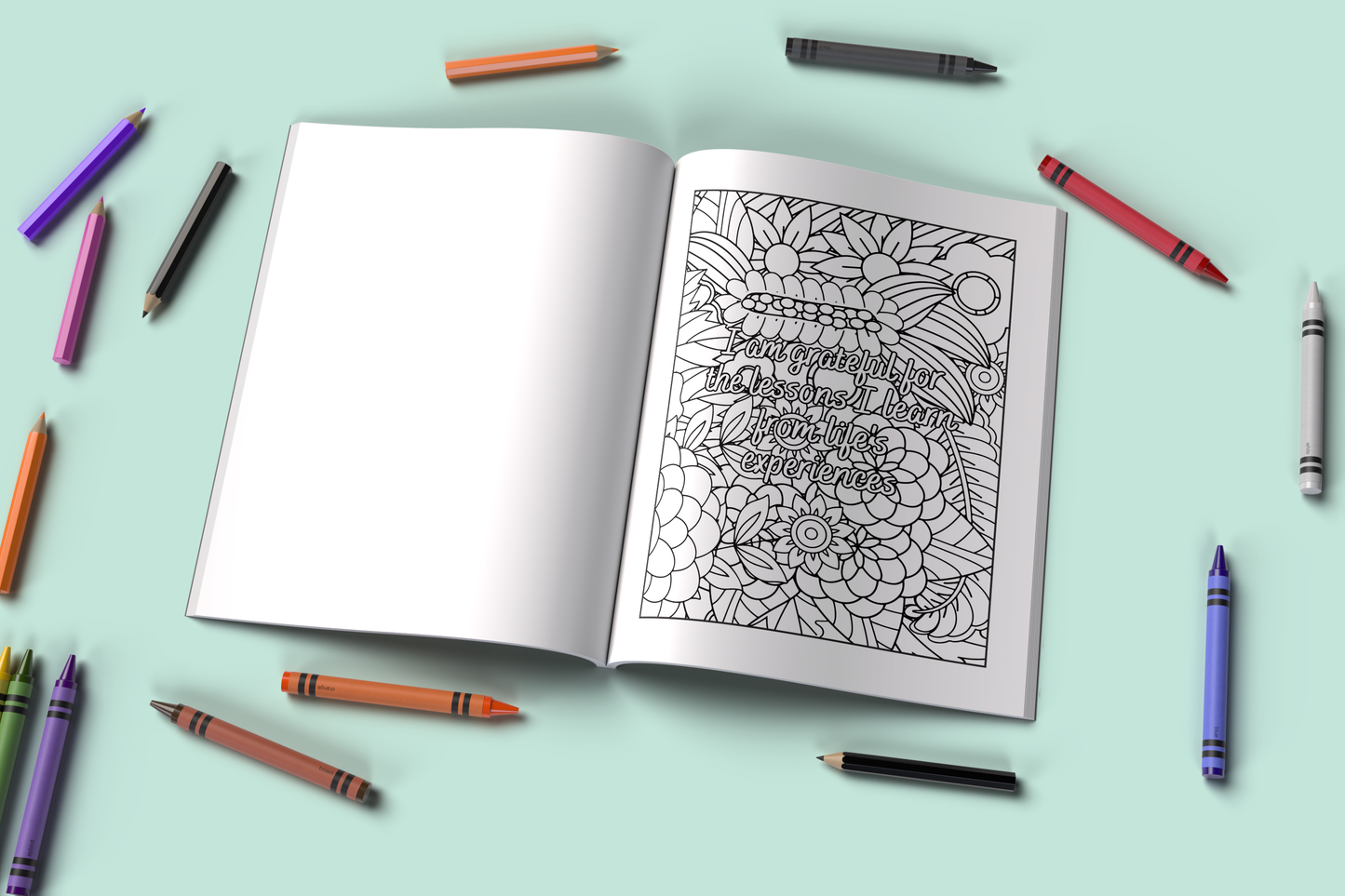 Flower coloring book with intricate floral designs and calming layouts