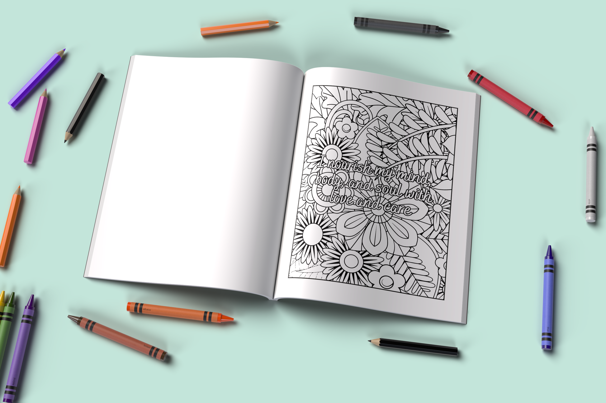 Flower coloring book with intricate floral designs and calming layouts