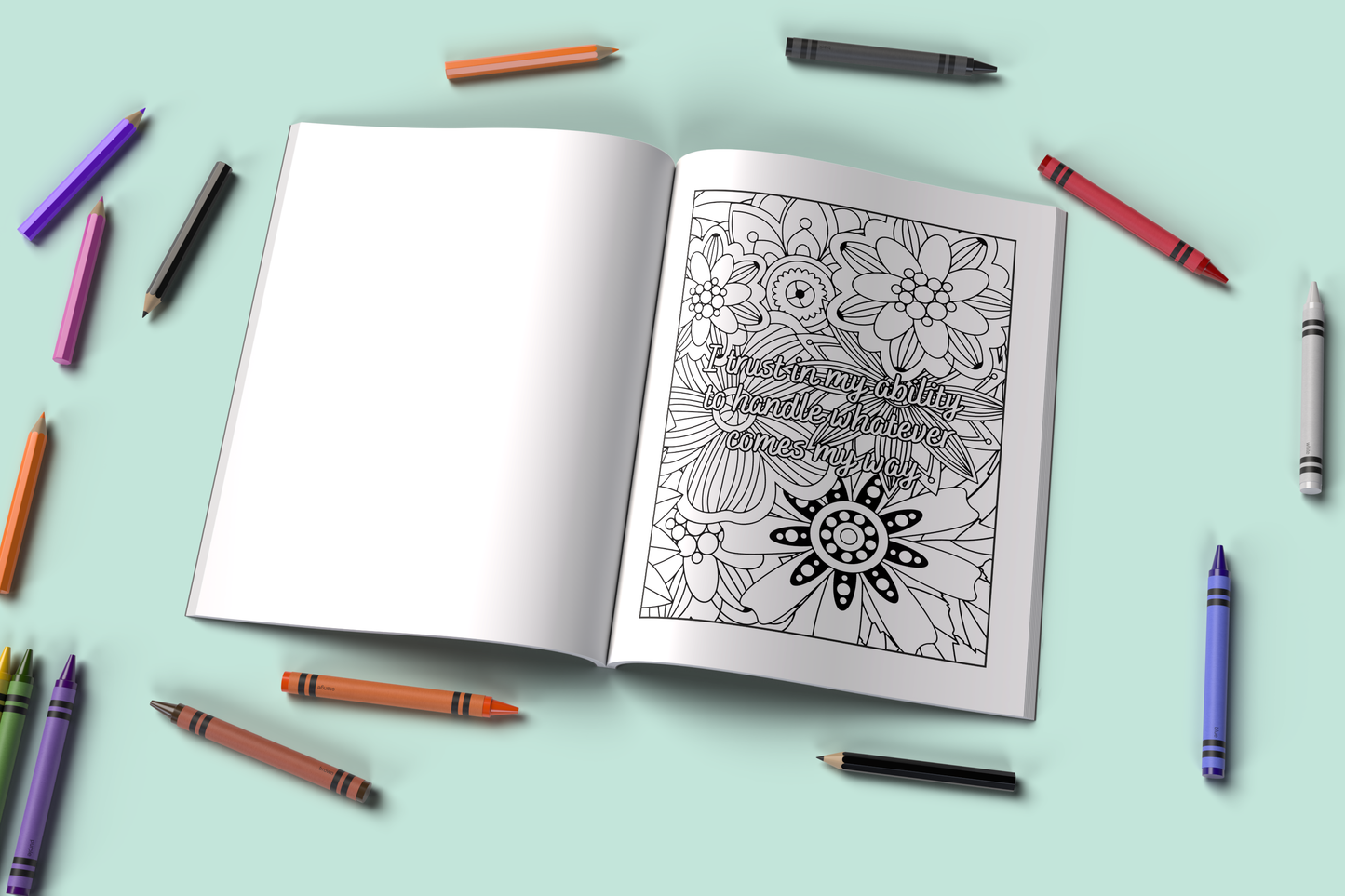 Flower coloring book with intricate floral designs and calming layouts
