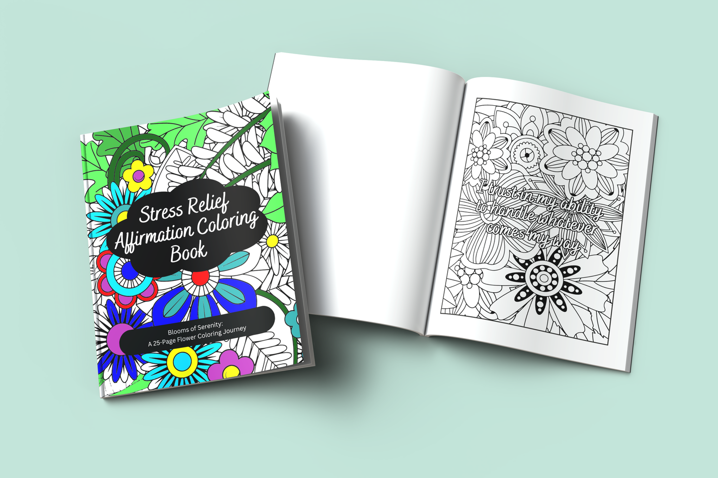 Flower coloring book with intricate floral designs and calming layouts