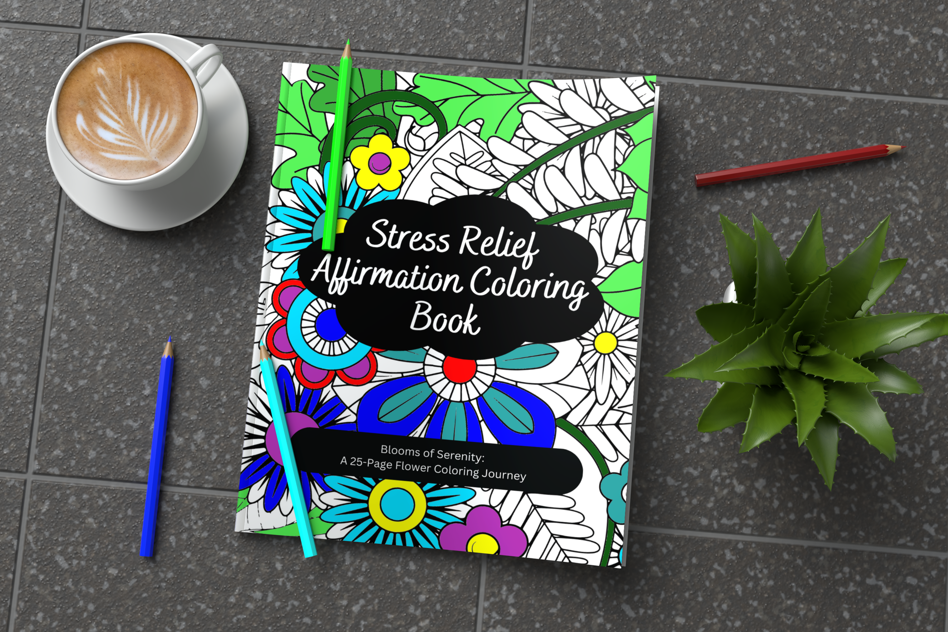 Flower coloring book with intricate floral designs and calming layouts