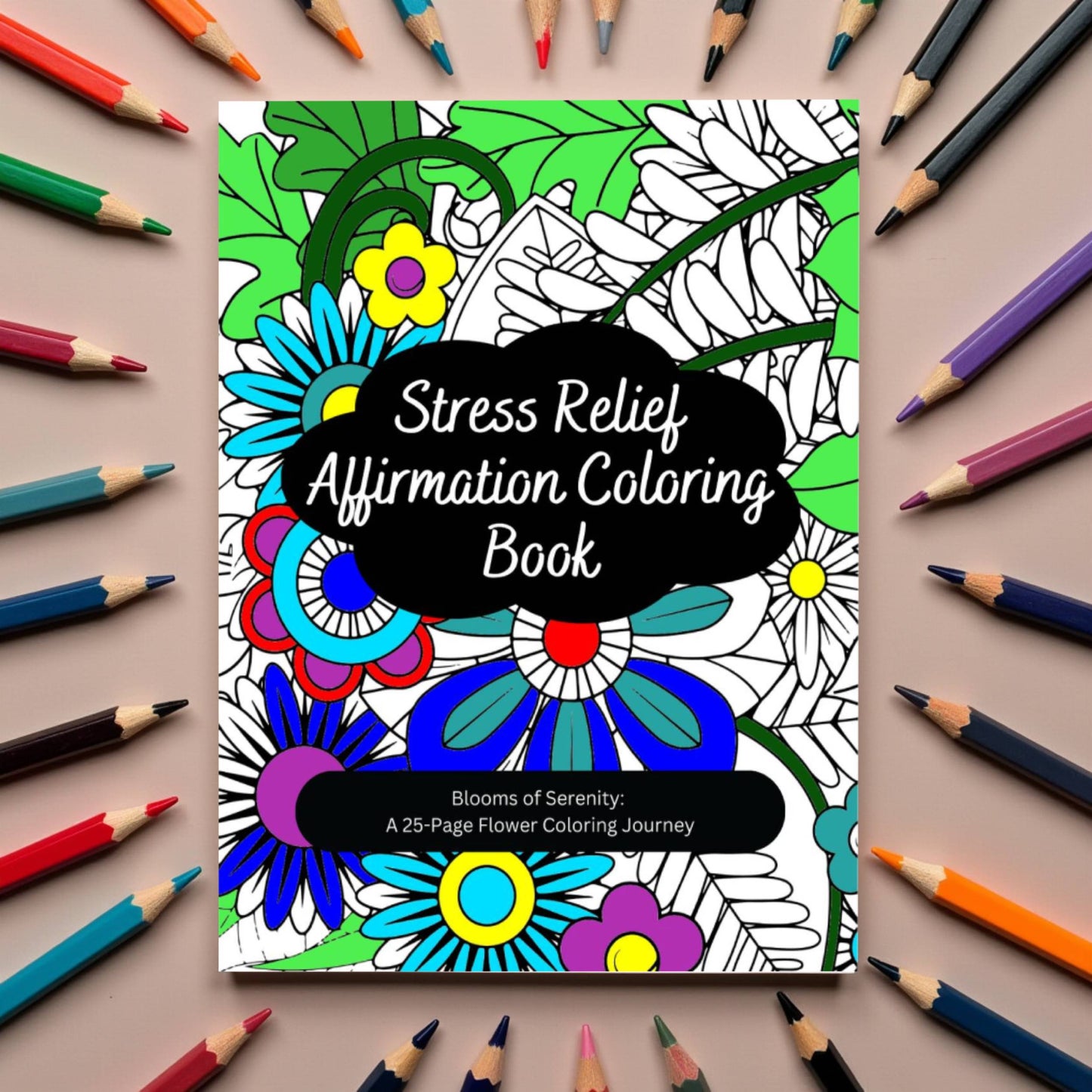 Flower coloring book with intricate floral designs and calming layouts