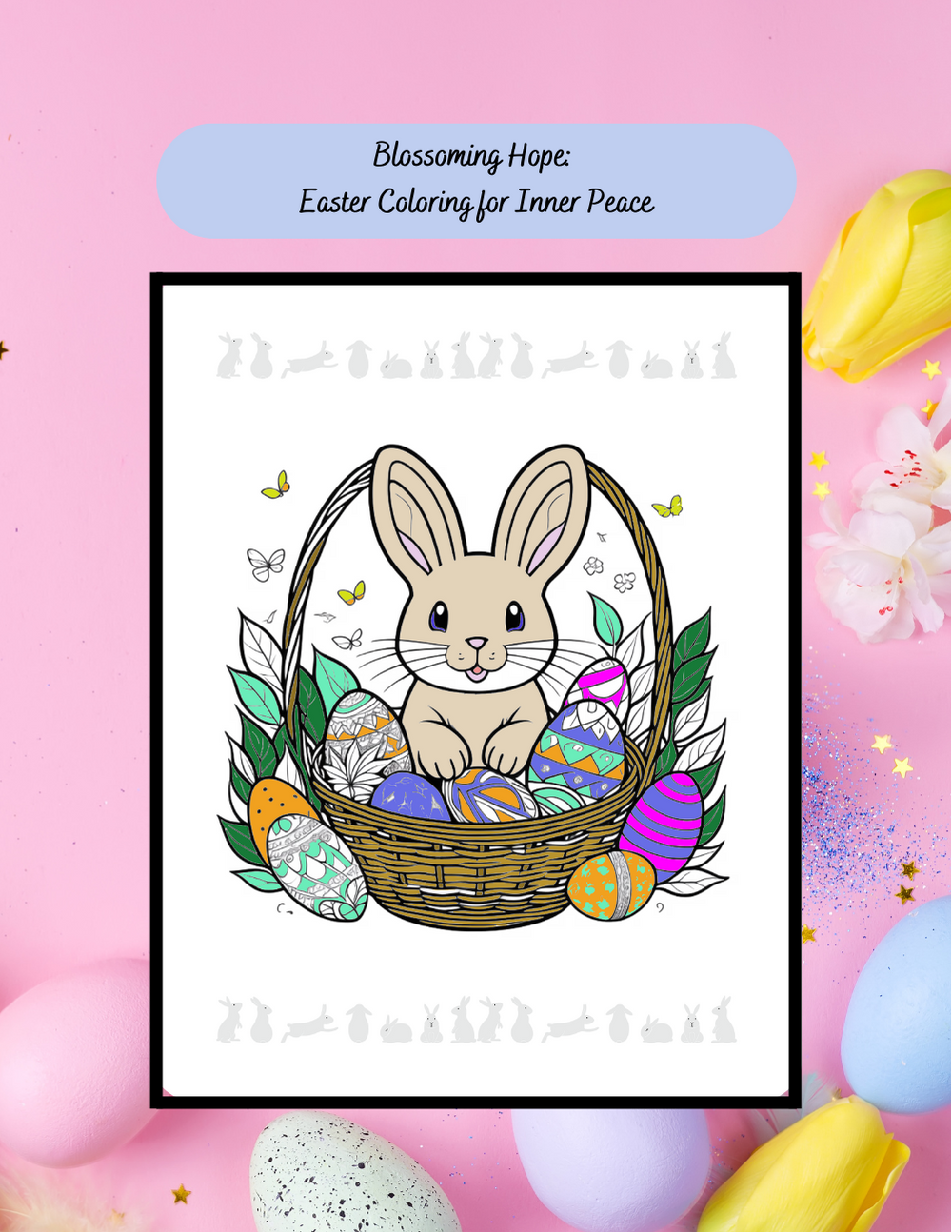 Easter affirmation coloring book with spring flowers and peaceful themes