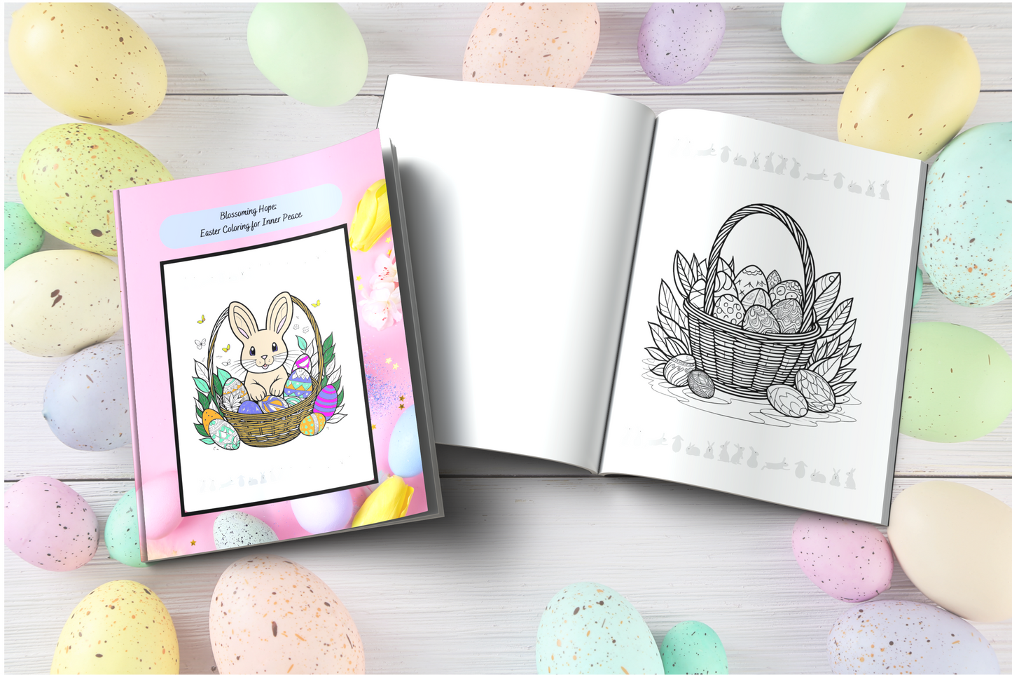 Easter affirmation coloring book with spring flowers and peaceful themes