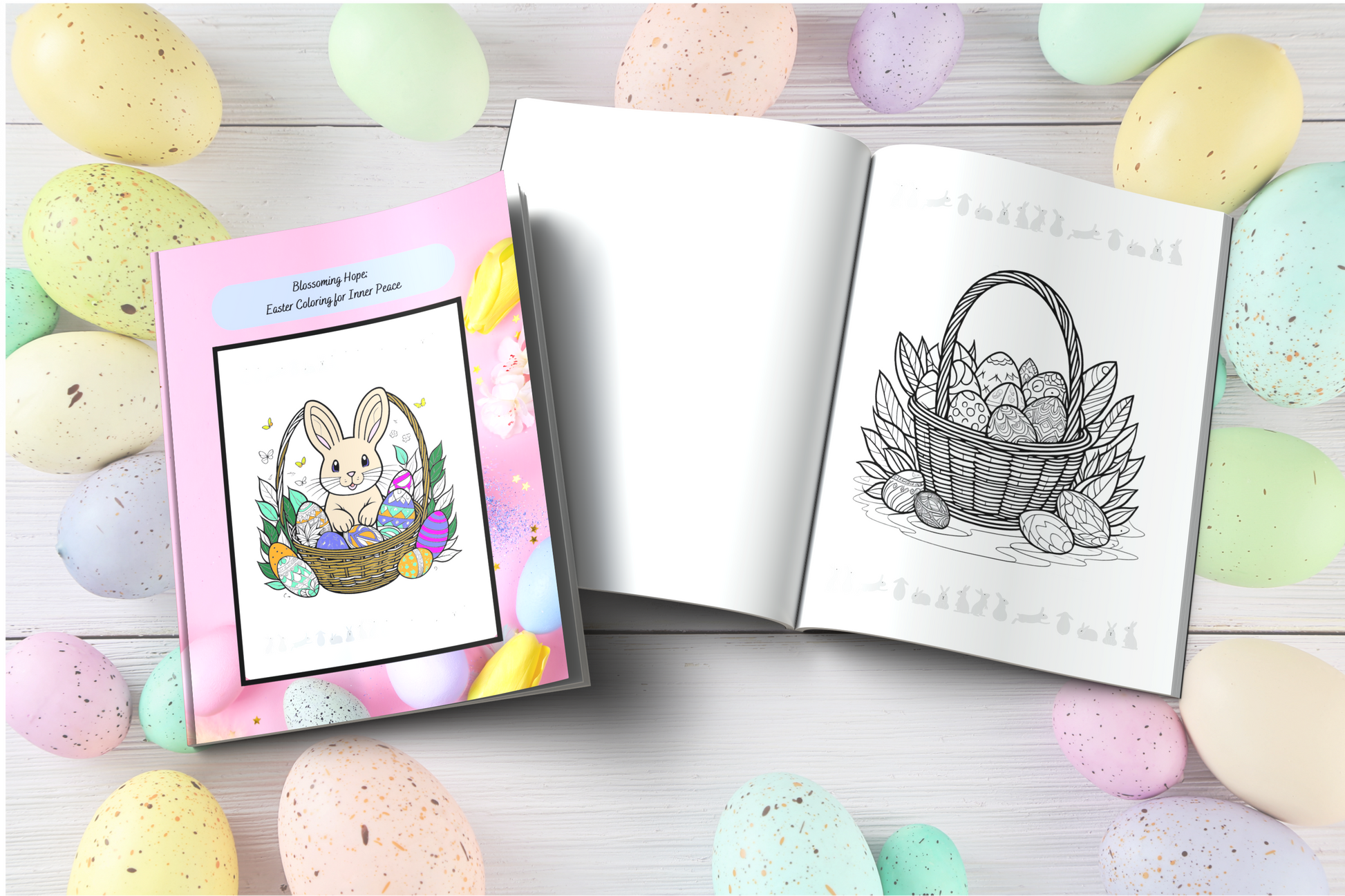 Easter affirmation coloring book with spring flowers and peaceful themes