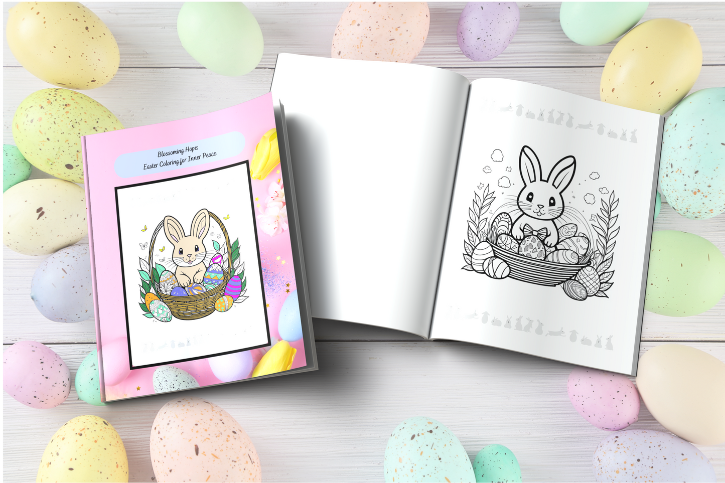 Easter affirmation coloring book with spring flowers and peaceful themes