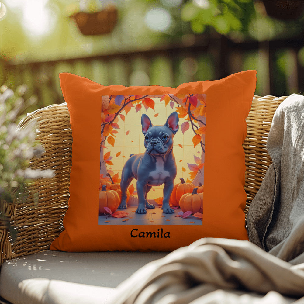 French Bulldog Blue Coat Pillow, Custom Indoor Outdoor Dog Cushion, Personalized Pet Decor