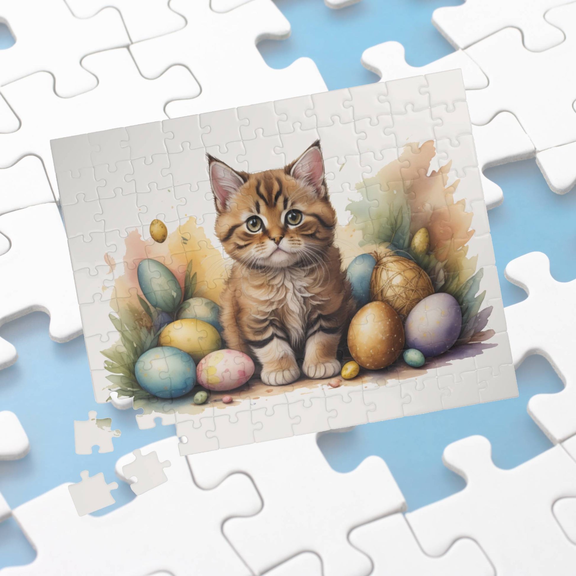 Bobtail Easter Kitten Puzzle - Cat Lovers, Mental Health Benefits, Holiday Fun, Mindfulness, Stress Relief, Festive Gift