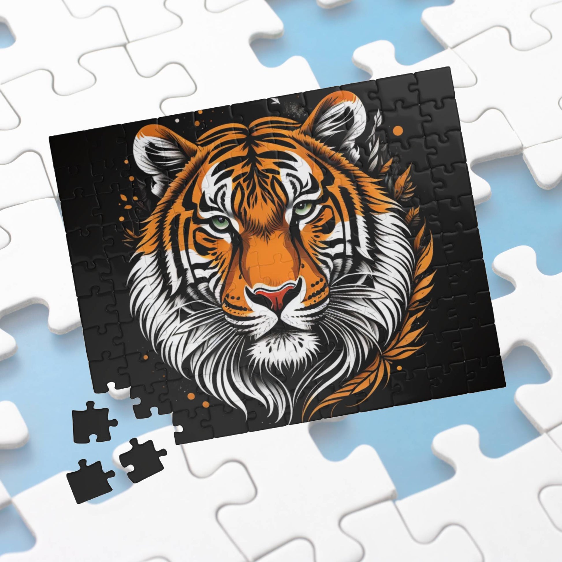 Bold tiger-themed puzzle featuring a powerful jungle cat design symbolizing strength, courage, and inner confidence