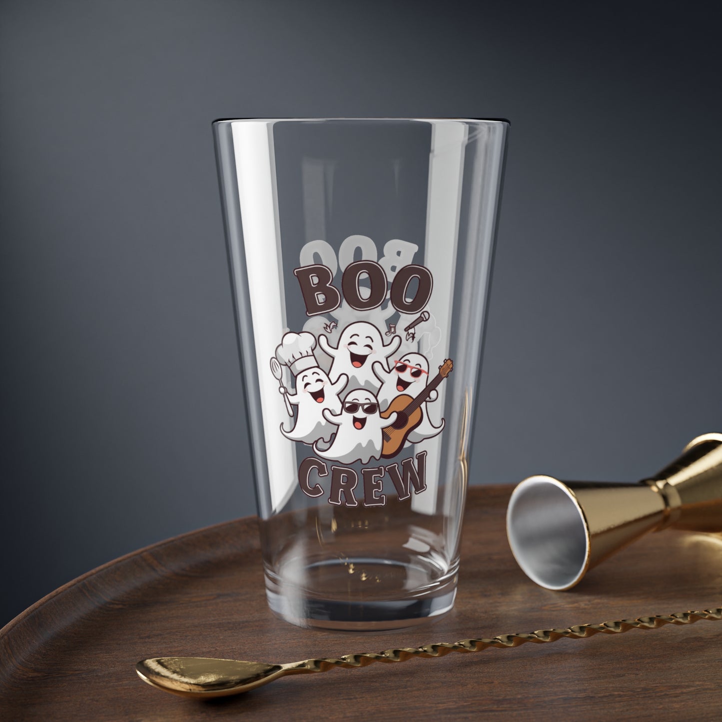 Boo Crew Halloween 16oz pint glass, perfect for Halloween parties and spooky fun - MySisterIsASurvivor