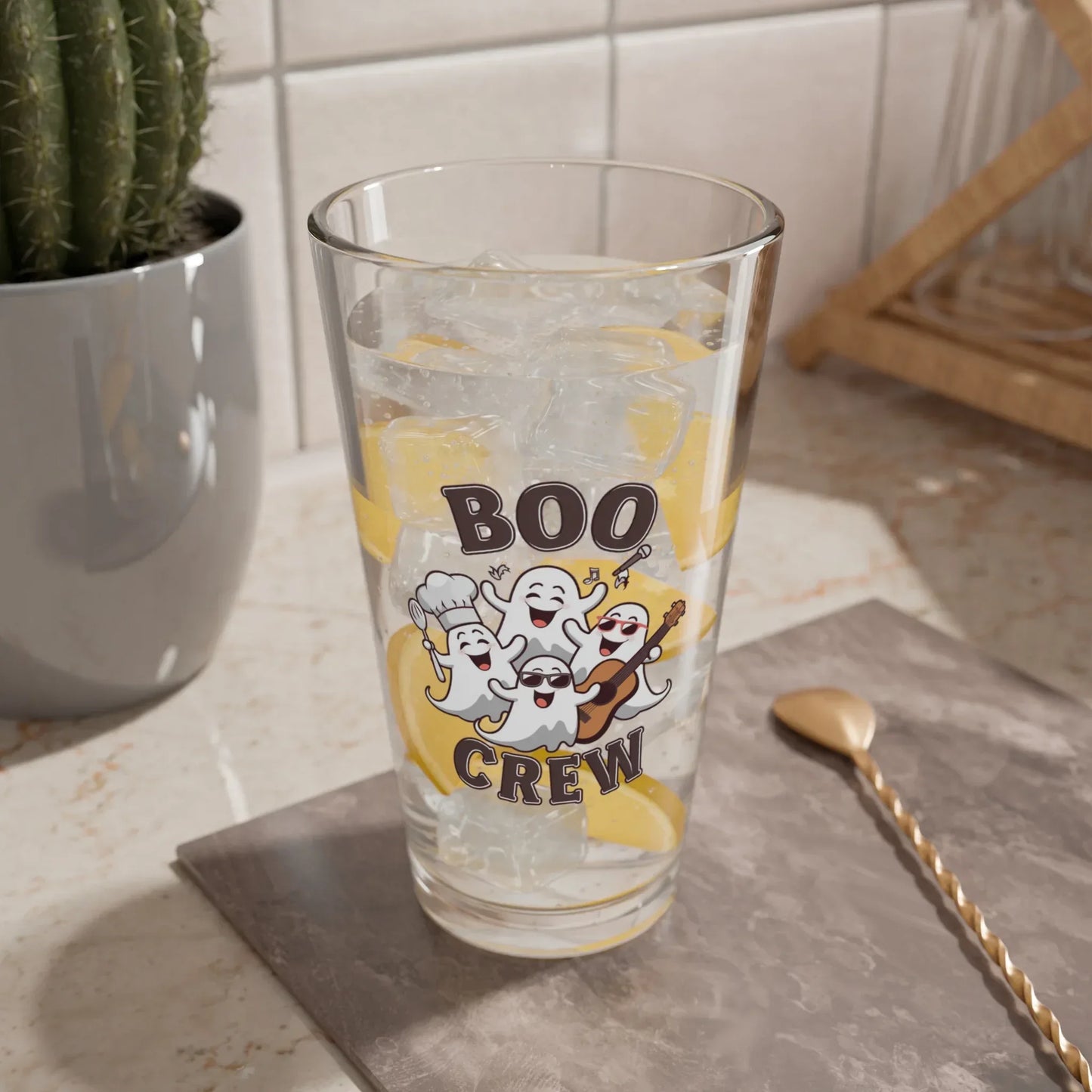 Shop our premium boo crew halloween pint glass 16oz from MySisterIsASurvivor.