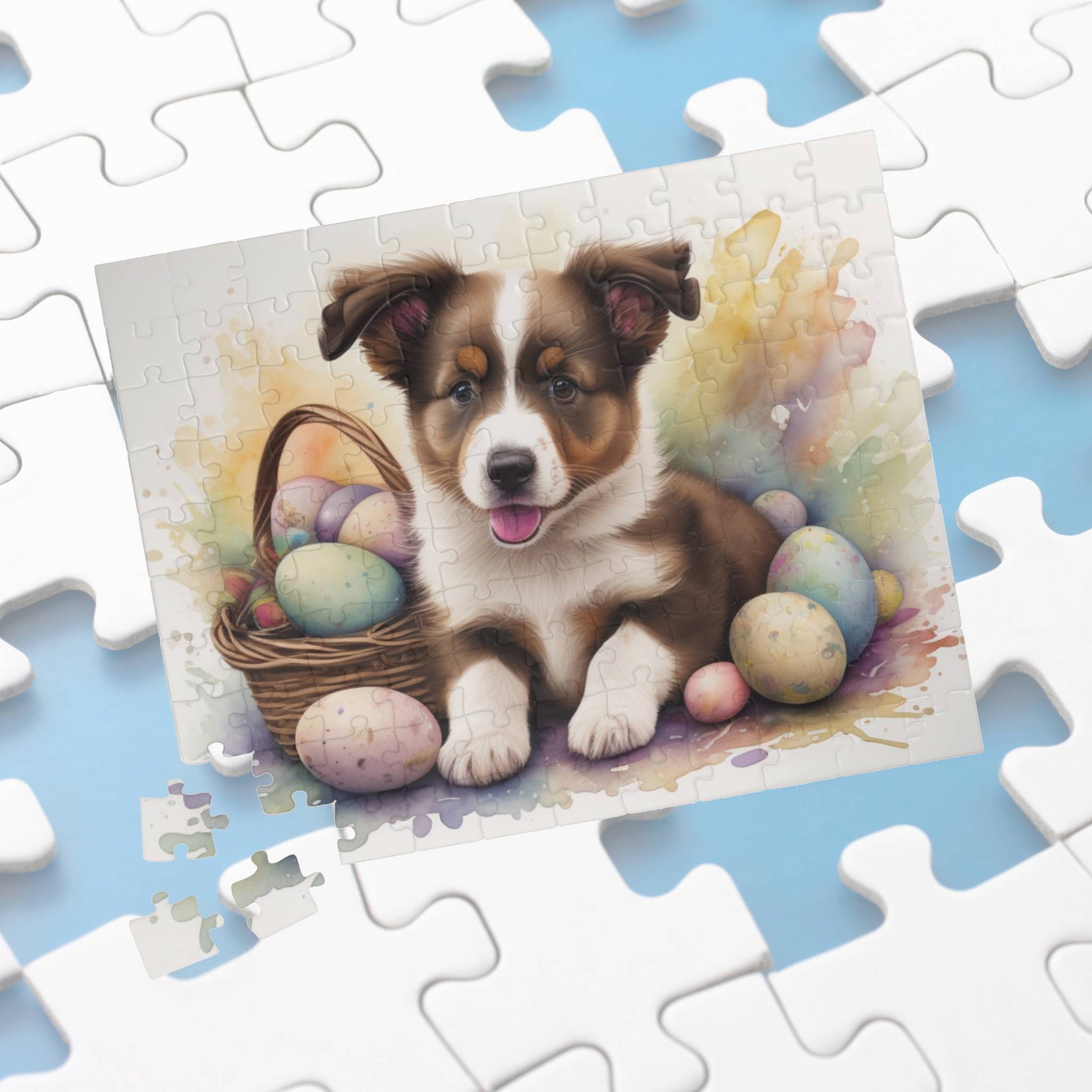 Border Collie (Brown & White) Easter Puppy Puzzle - Dog Lovers, Mental Health Benefits, Holiday Fun, Mindfulness, Stress Relief, Festive Gift