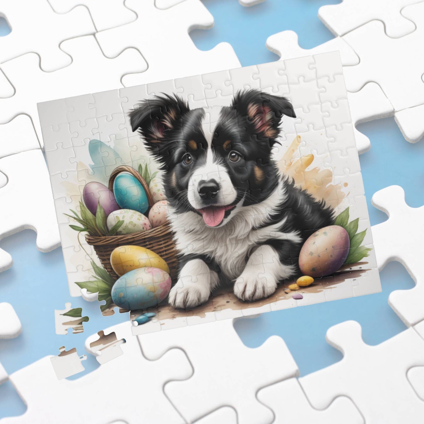 Border Collie (Black & White) Easter Puppy Puzzle - Dog Lovers, Mental Health Benefits, Holiday Fun, Mindfulness, Stress Relief, Festive Gift