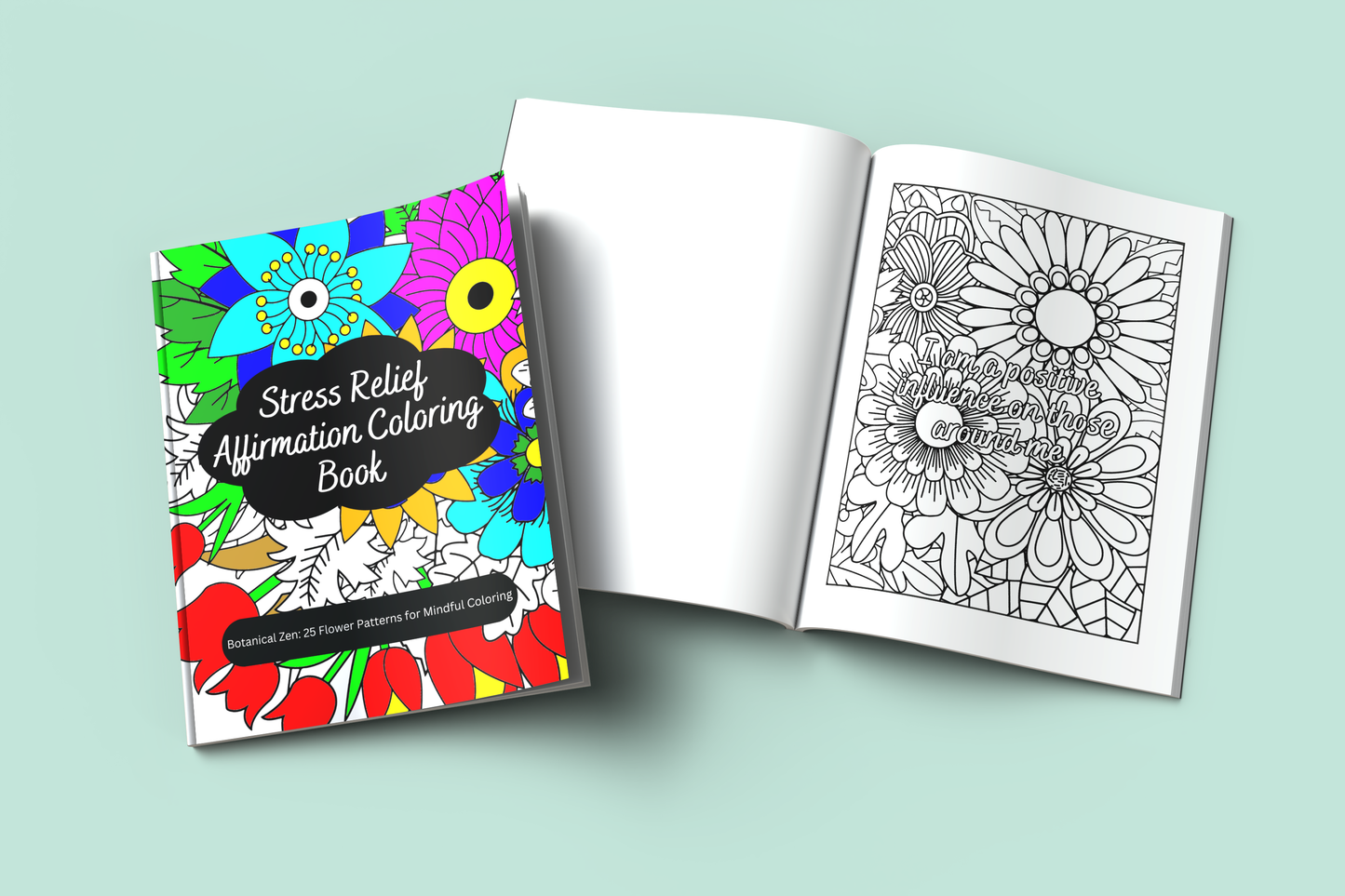 Floral mindfulness coloring pages with nature-inspired illustrations