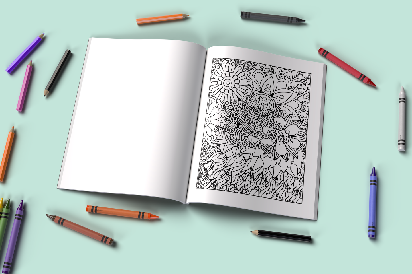 Floral mindfulness coloring pages with nature-inspired illustrations