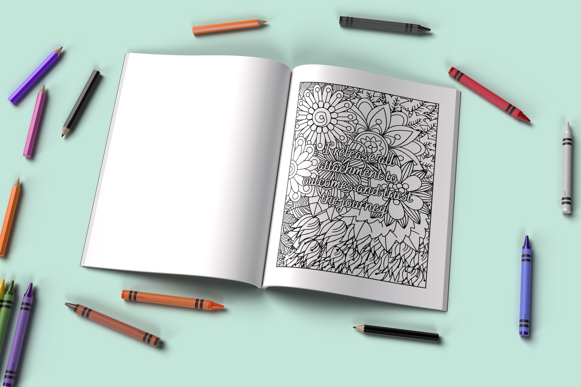 Floral mindfulness coloring pages with nature-inspired illustrations