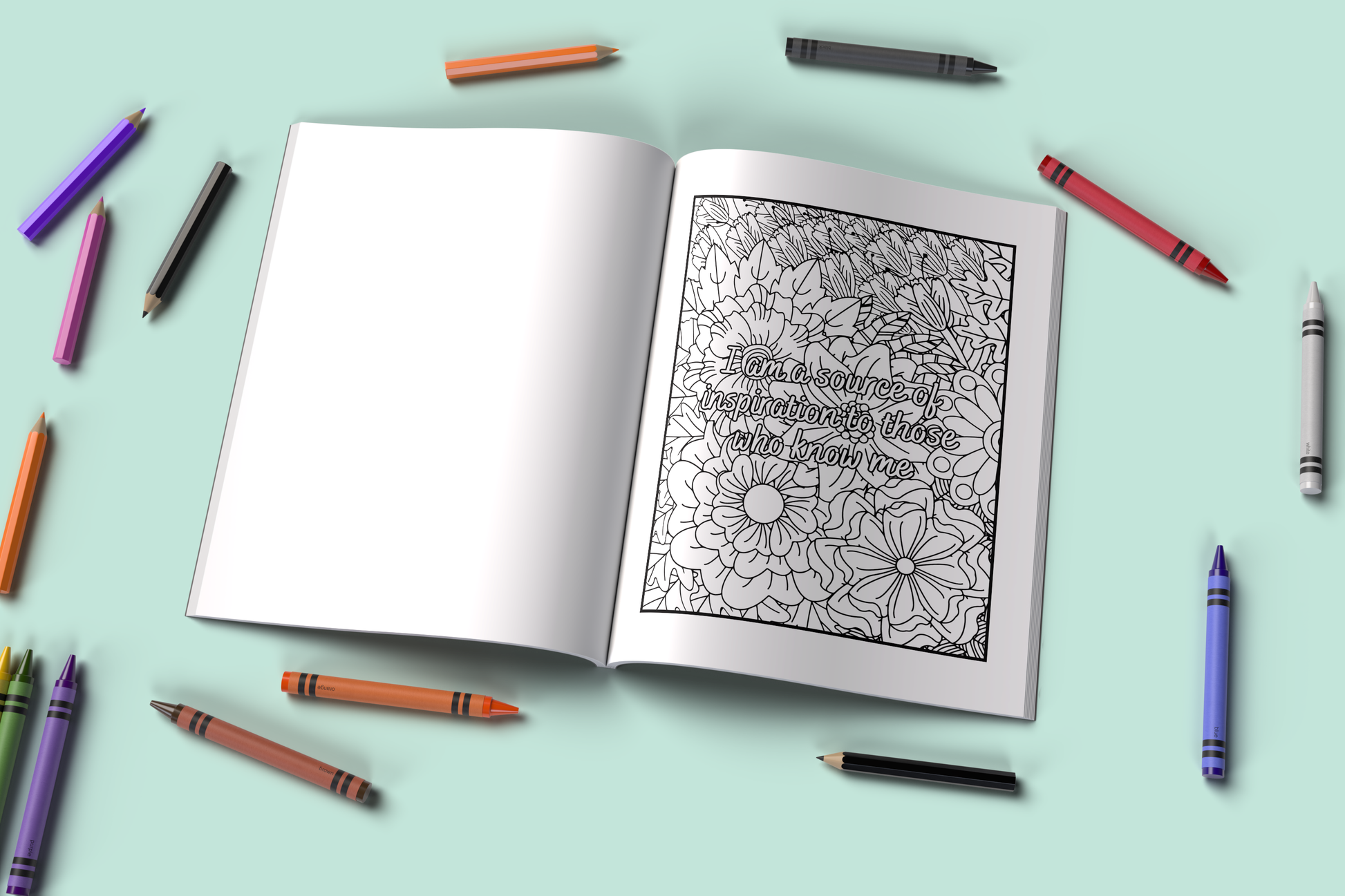 Floral mindfulness coloring pages with nature-inspired illustrations