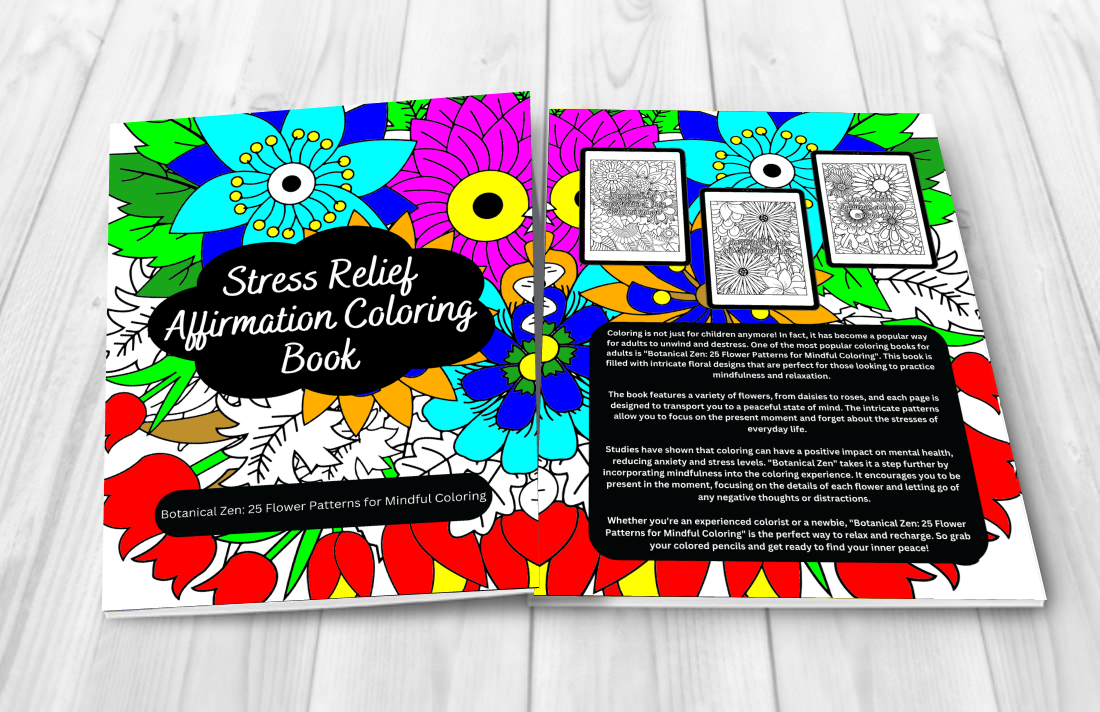 Floral mindfulness coloring pages with nature-inspired illustrations