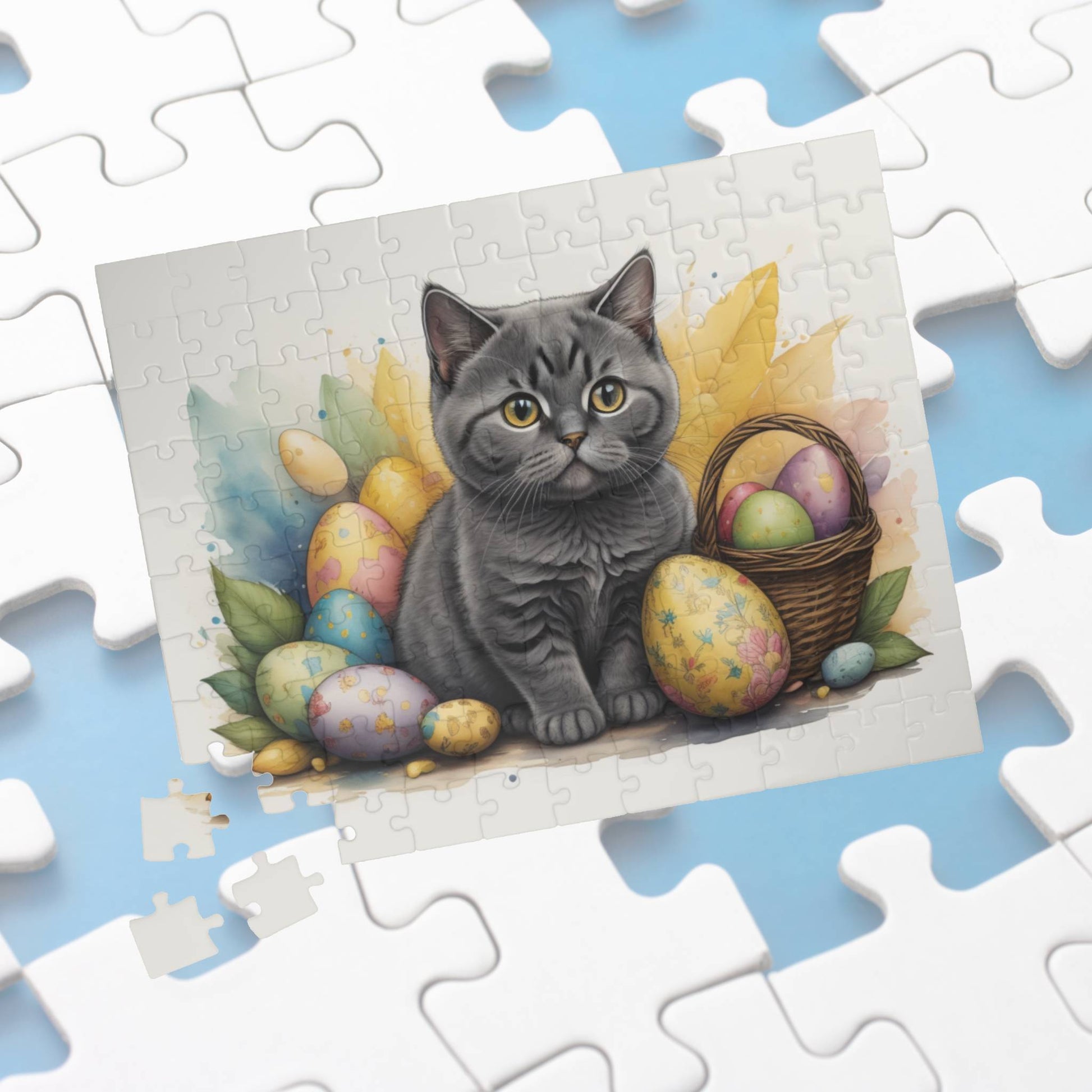 British Shorthair Easter Kitten Puzzle - Cat Lovers, Mental Health Benefits, Holiday Fun, Mindfulness, Stress Relief, Festive Gift