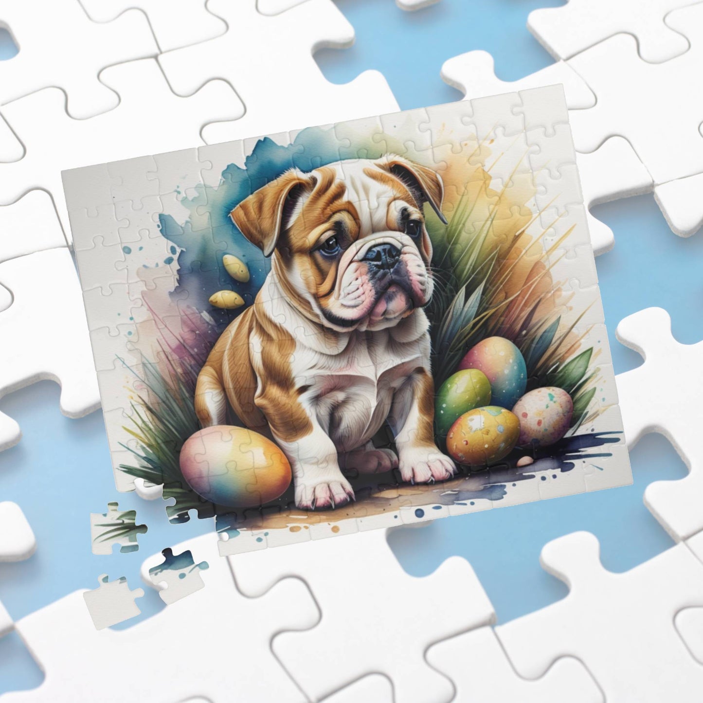 Bulldog Easter Puppy Puzzle - Dog Lovers, Mental Health Benefits, Holiday Fun, Mindfulness, Stress Relief, Festive Gift