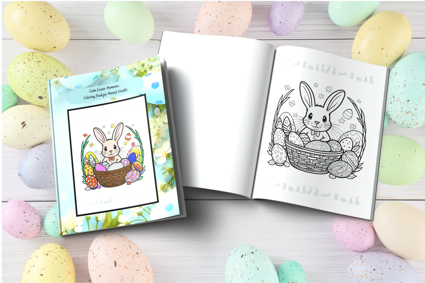 Easter mental health coloring book with serene spring illustrations