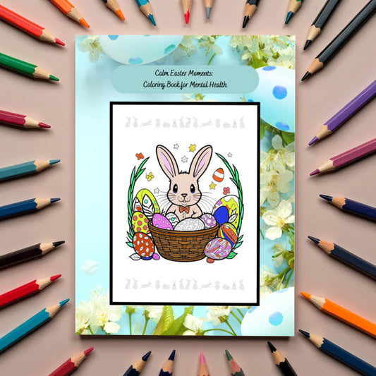 Easter mental health coloring book with serene spring illustrations