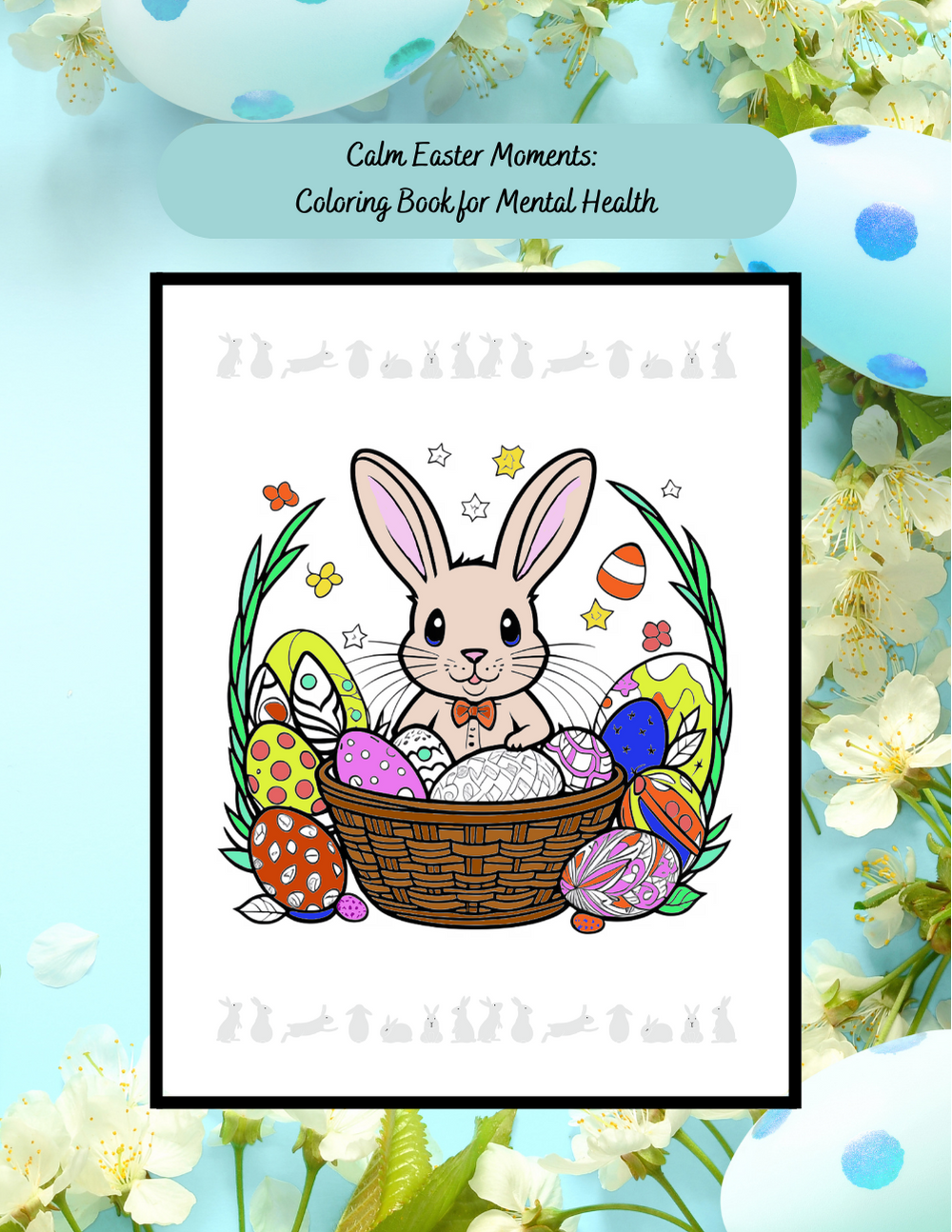 Easter mental health coloring book with serene spring illustrations