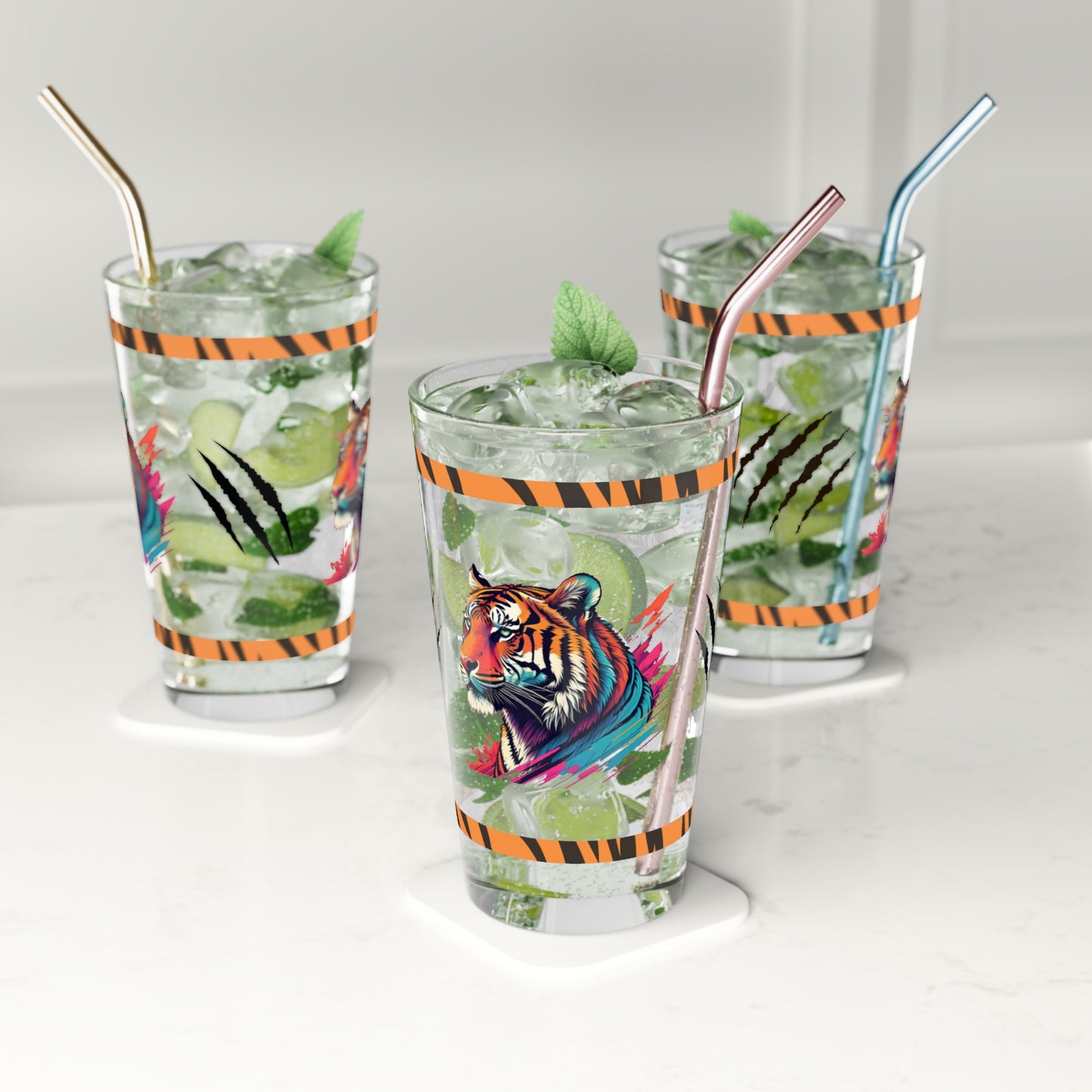 Calm in the Tiger's Stripes 16oz Tiger Pint Glass - Inspiring Strength, Courage, and Empowerment
