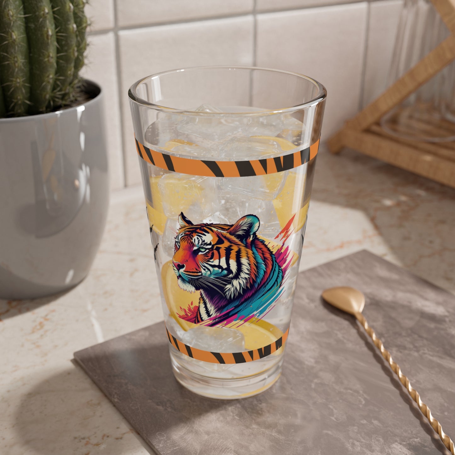 Calm in the Tiger's Stripes 16oz Tiger Pint Glass - Inspiring Strength, Courage, and Empowerment