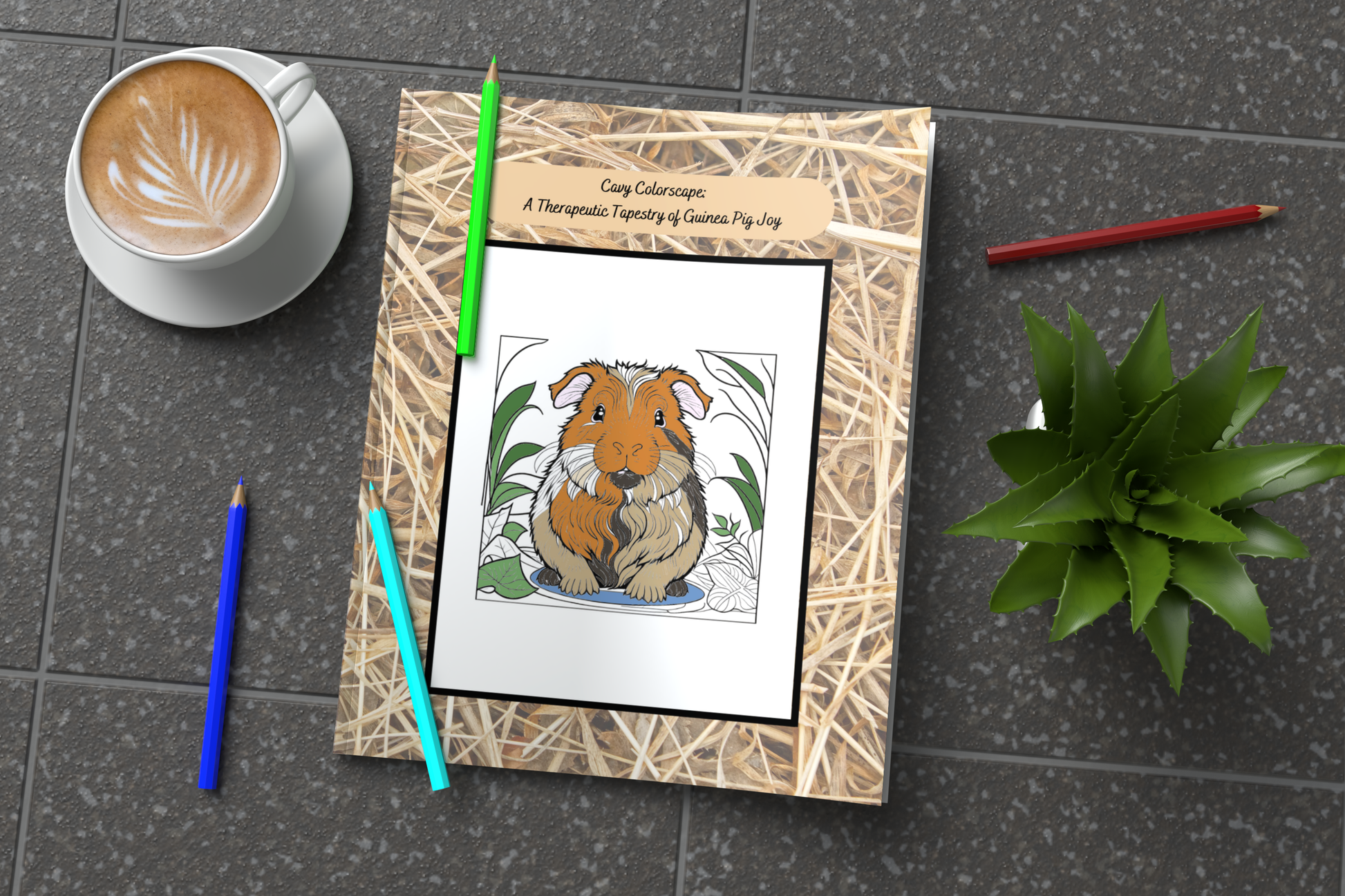 Guinea pig coloring book for relaxation with adorable piggie designs