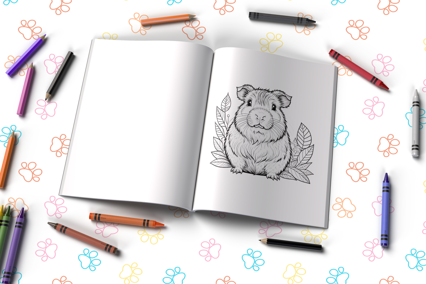 Guinea pig coloring book for relaxation with adorable piggie designs