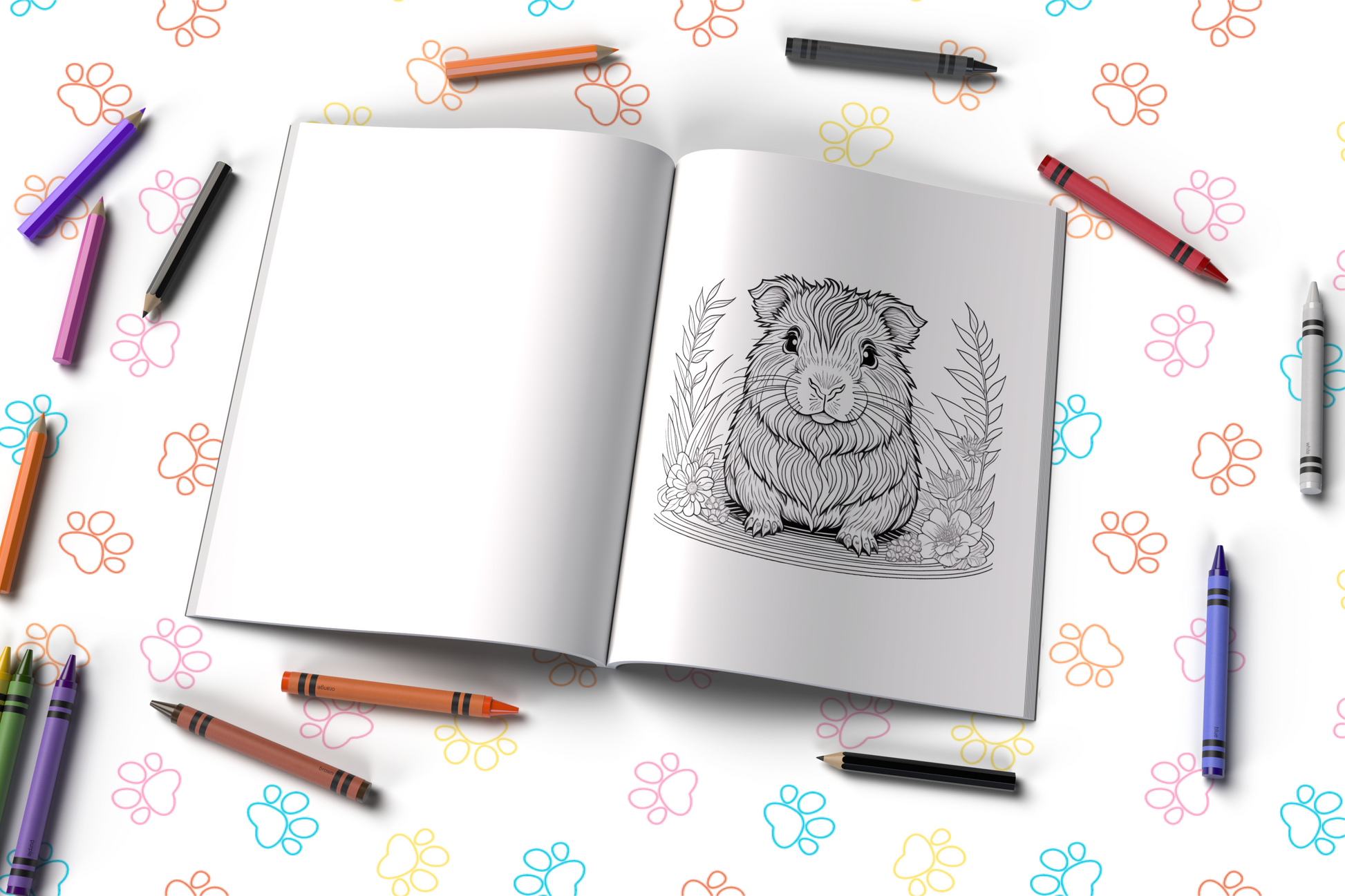 Guinea pig coloring book for relaxation with adorable piggie designs
